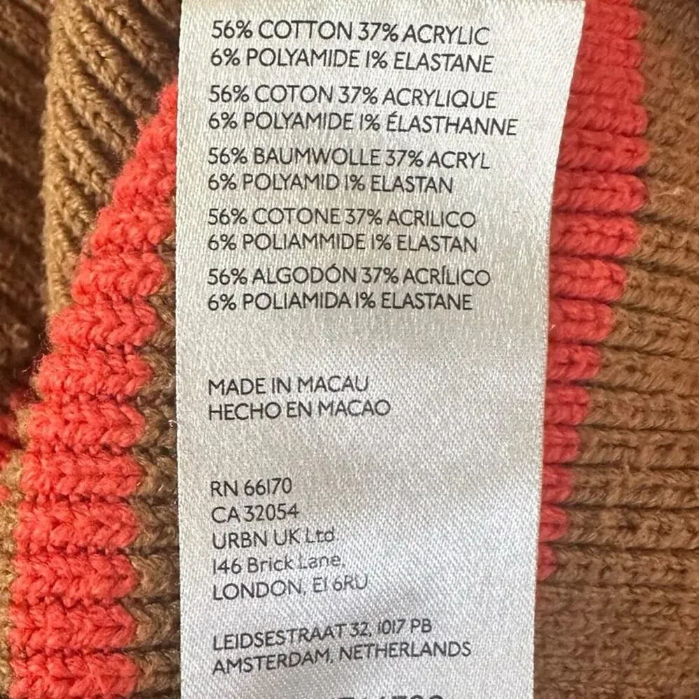 Free People Easy Street Stripe Crop Pullover Sweater Brown Orange Medium